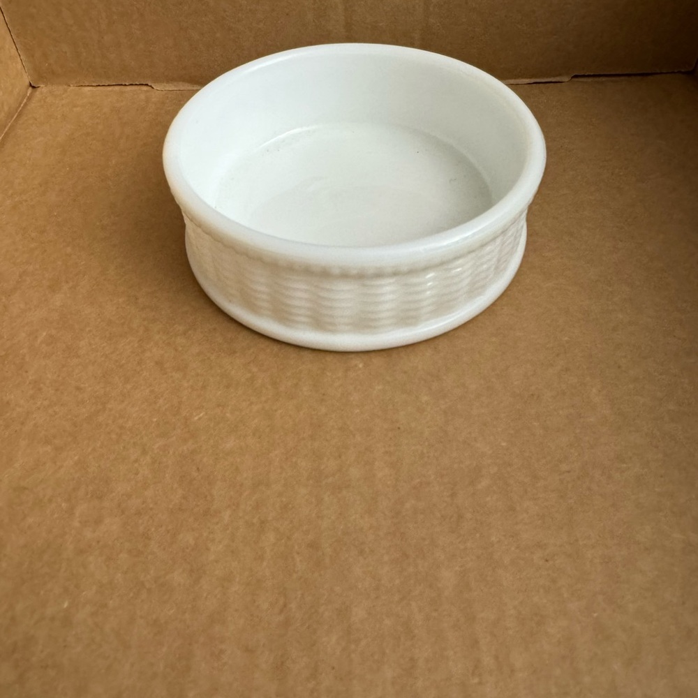 Avon milk glass woven basket from 1970’s